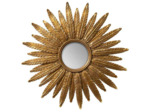 Miroir convexe plumes d'or 38x38x3cm