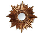 Mini Miroir en résine Soleil doré  15cm