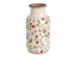 Vase céramique fraise rouge beige 14x14x26cm