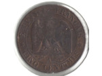 FRANCE 5 CENTIMES NAPOLEON III 1854 A etat B+