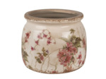 Pot de fleurs céramique fleurs rose 12x12x10cm