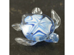 Presse Papier Tortue Verre bleu blanc 12x11x5cm