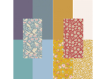 LOT DE 10 COUPONS DE TISSU TILDA UNIS ET IMPRIMÉS  25 X 55 CM, BLEU, ROUGE, MOUTARDE