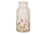 Vase fleurs beige céramique 15x32cm