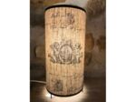 Lampe  cylindrique en tissu toile de Jouy en lin imprimé *anges et écritures*