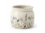 Pot de Fleurs céramique beige fleurs 20x15cm