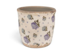 Pot de fleurs intérieur céramique beige bleu 13x12x12cm