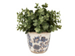 Pot de fleurs intérieur céramique beige bleu 12x12x13cm
