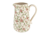 Pichet fleuri céramique vert rose 20x14x23cm