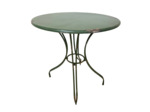 Ensemble Bistrot Table Ronde et 2 Chaises Pliantes Fer Vert Patiné 72x72x93cm