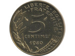FRANCE 5 CENTIMES LAGRIFFOUL 1980 FDC