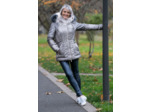GD242 Veste doudoune femme cuir et textile gris et marron
