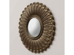 Miroir convexe plumes de paon dorées 36x2x36cm