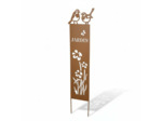 Treillage Jardin Fleurs et Oiseaux en Fer effet Rouille 30x120cm