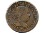 ESPAGNE 2-1/2 CENTIMOS 1868 OM (étoiles 8 pointes) ISABEL II TB+ (W634.1)