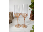 Verres peints à la main décorés de façon artisanale de volutes cuivrées en relief