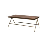 Table basse bois massif et laiton 120x46x60cm