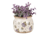 Pot de fleurs intérieur céramique beige et bleu 12x10x10cm