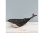 Sculpture Grande Baleine Peinte Bois 55x13x15cm