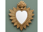 Miroir coeur Ex voto résine dorée 31x26cm