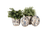 Pot de fleurs intérieur céramique beige bleu 16x16x17cm