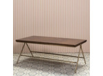 Table basse bois massif et laiton 120x46x60cm