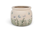 Pot de fleurs rond beige céramique papillons 20x15cm