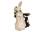 Statuette lapin résine beige noir 20x13x19cm