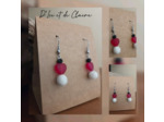 Boucles d'oreilles cœur rouge en verre, pierre de lave et cachemire de Touraine