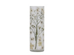 Photophore verre motifs fleurs Gresa blanc 10x10x33cm