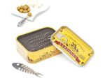 Set de 6 Pics apéritif en forme d'arête de poisson dans une boîte à sardines