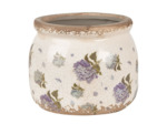 Pot de fleurs intérieur céramique beige et bleu 12x10x10cm