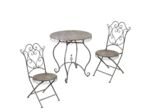 Ensemble table et 2 chaises fer vintage pour jardin 70x70x75cm