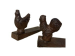 Ensemble 2 bloques portes coq et poule fonte 11x3x8cm