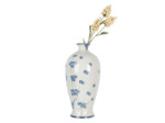 Vase céramique blanc bleu 21x21x42cm