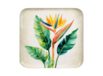 Plateau fer carré Oiseau paradis multicolore 27x27cm