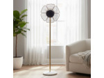 Lampadaire fleur doré pied marbre blanc 41x26x142cm