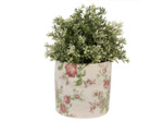 Pot motif florale rose céramique beigne 14x14x13cm