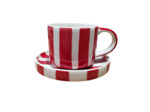Tasse + soucoupe rouge et blanc