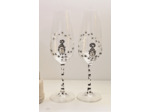 Duo de flutes à champagne en cristal peintes à la main et personnalisables sur le thème des chats, pièces originales et uniques