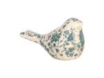 Figurine oiseau beige vert céramique 16x7x9cm