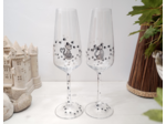 Duo de flutes à champagne en cristal peintes à la main sur le thème des chats