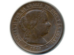 ESPAGNE 2-1/2 CENTIMOS 1868 OM (étoiles 3 pointes) ISABEL II TTB+ (W634.4)