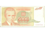 YOUGOSLAVIE 5000 DINARA 1993 SERIE AA TTB
