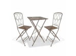 Ensemble Mange debout Pliant en Fer Patiné Gris Vintage Table et 2 Chaises 53x50x94cm