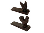 Ensemble 2 bloques portes coq et poule fonte 11x3x8cm