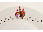 Assiette personnalisable d'un prénom sur le thème des poulettes en porcelaine artisanale peinte à la main diamètre de 19cm, signée et daté
