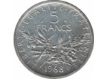 FRANCE 5 FRANCS ROTY ARGENT 1968 TTB