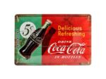 Plaque métal - Coca Cola Delicious Refreshing - 20 x 30cm.