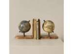 Serre-livres Mappemondes bois Manguier 42x13x21cm